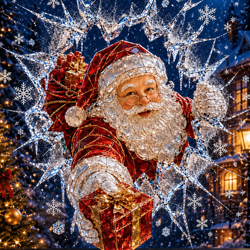 Crystal Santa Claus Window Decoration