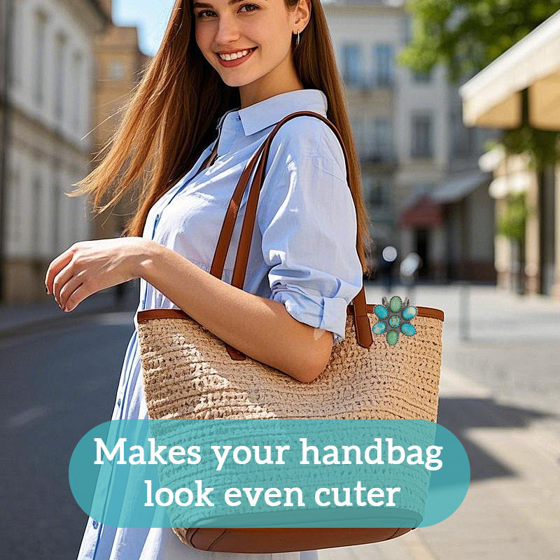 🌼 Turquoise Bloom Bag Clip Key Holder – Find Your Keys with Flair