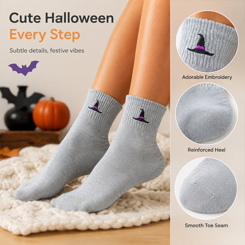 Halloween Bat Pumpkin Embroidered Socks(Buy 1 pair, get 1 pair free)