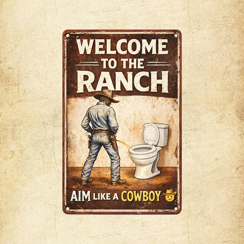"Ranch-Ready" Bathroom Humor Sign 🤠 — A Bold Statement for Every Outlaw's Restroom