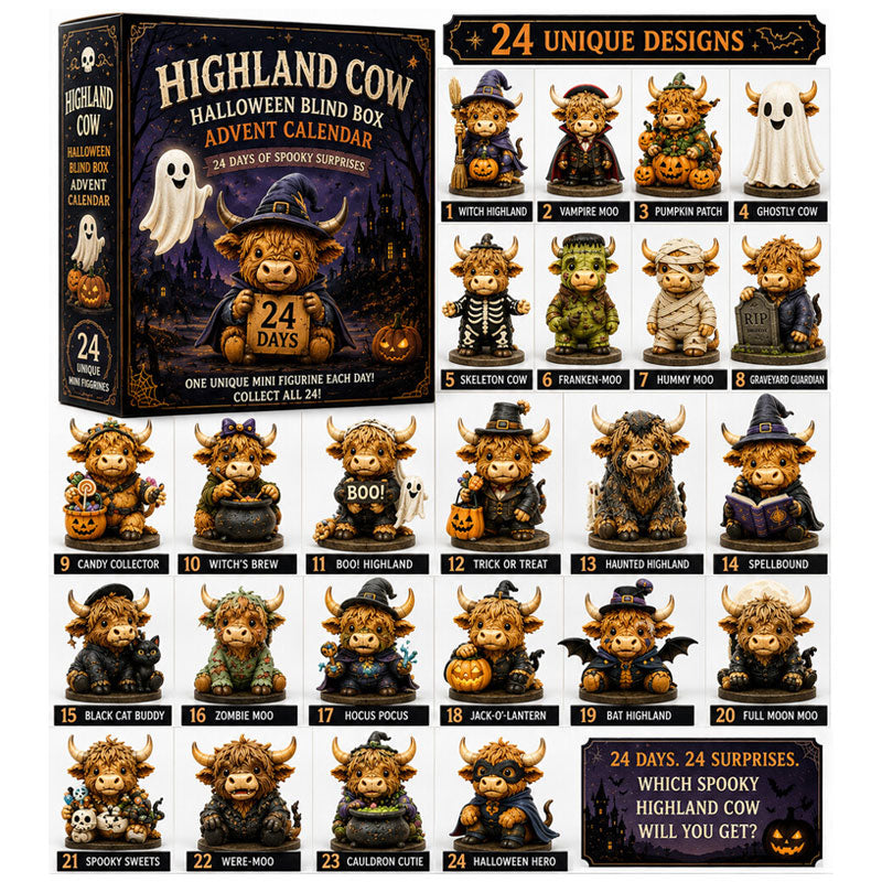 Highland Cow Halloween Blind Box Advent Calendar🔥3D Style🔥