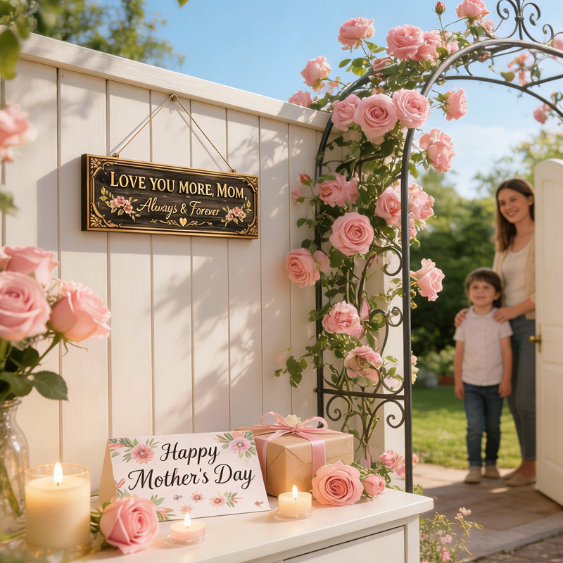 💖 Love You More, Mom – Always & Forever Door Hanging