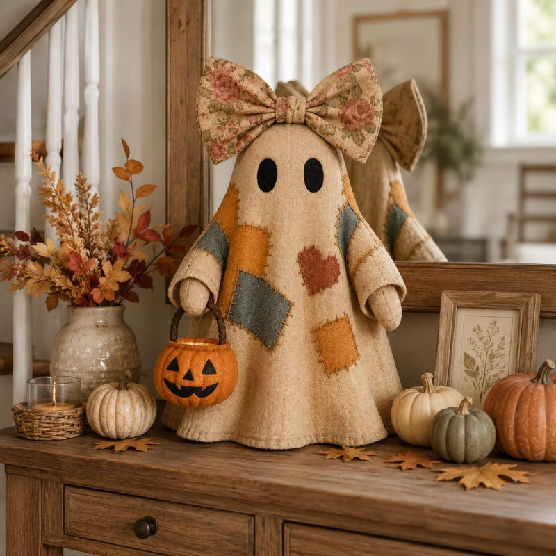 Whimsical Patchwork Ghost Decor
