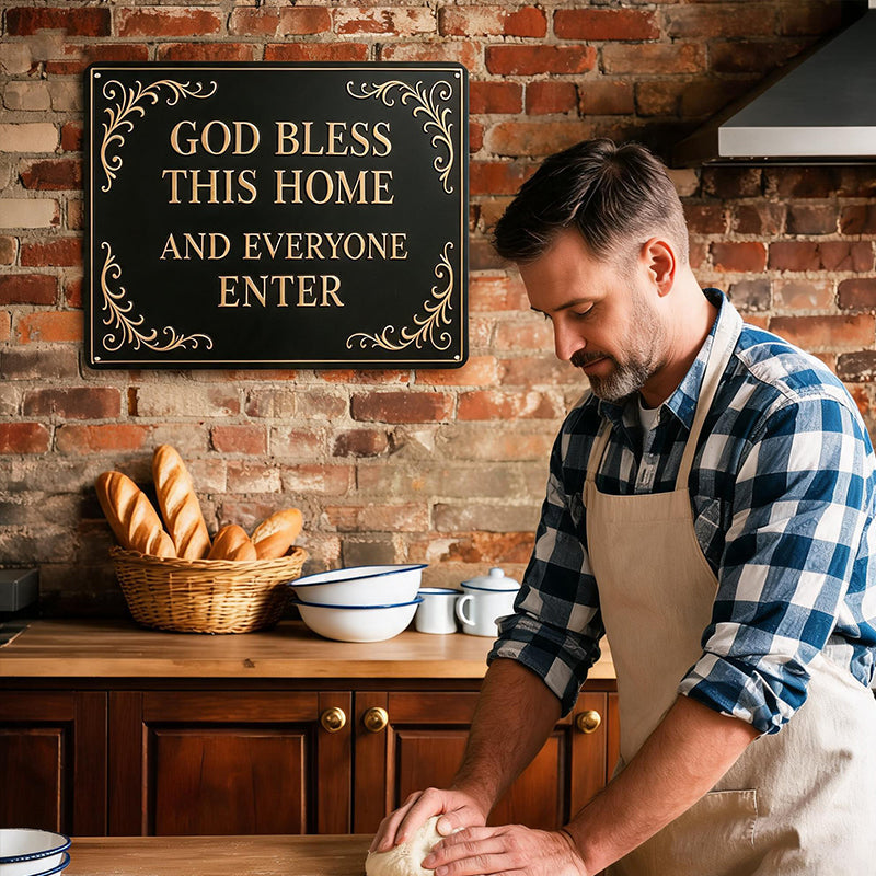 God Bless This Home Iron Sign