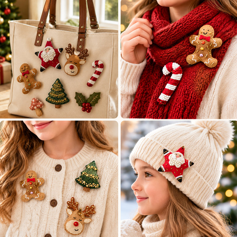 Christmas Felt Embroidery Brooch DIY Handmade Decoration Set