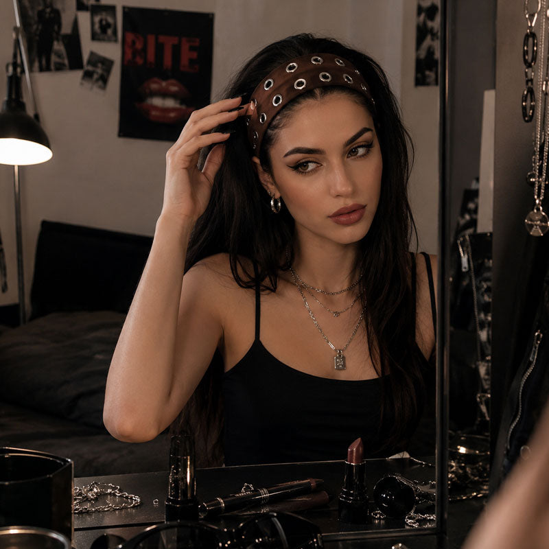 🖤 Punk Rivet Fashion Headband ⚡