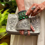 Load image into Gallery viewer, &quot;Silver Flower Dance&quot; Western-Style Clutch

