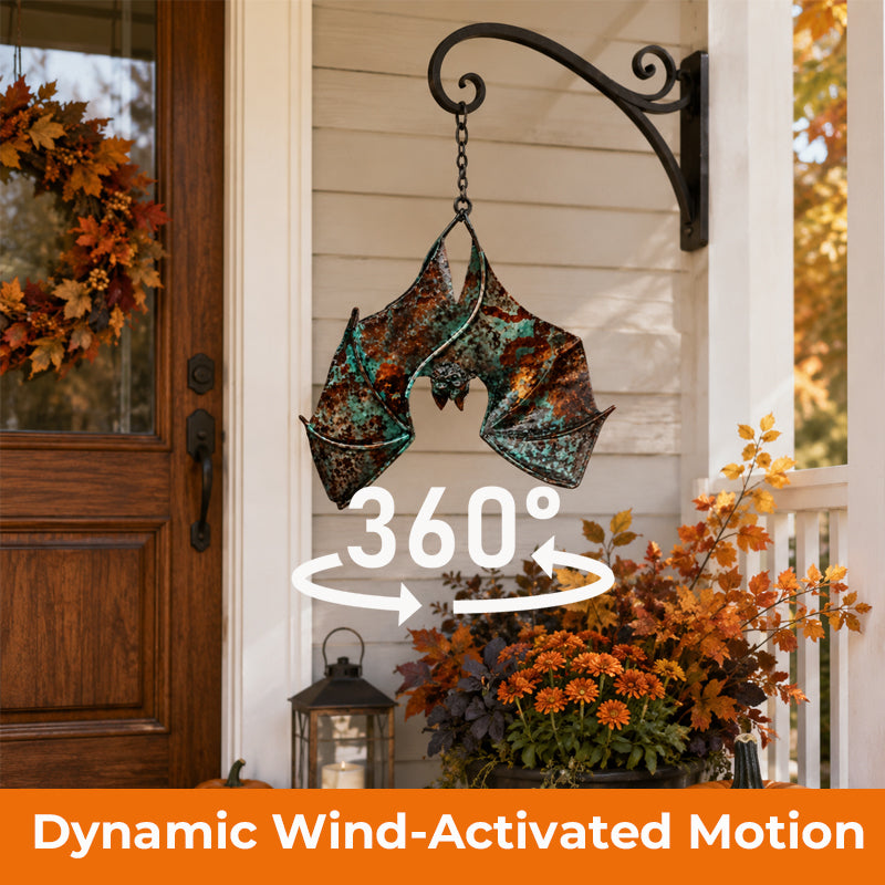 Metal Halloween Bat Hanging Decor – Gothic Outdoor Wind Spinner