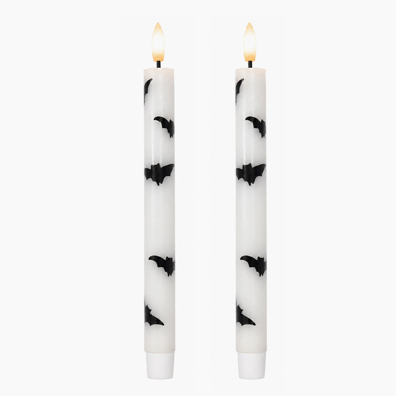 🎃 Spooky & Safe: Halloween Bat LED Taper Candles 🦇（Remote control）