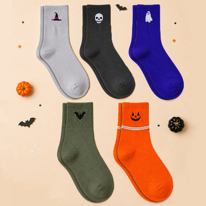 Halloween Bat Pumpkin Embroidered Socks(Buy 1 pair, get 1 pair free)