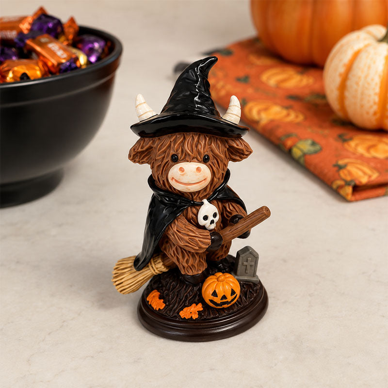 Halloween Highland Cow Witch Ornament