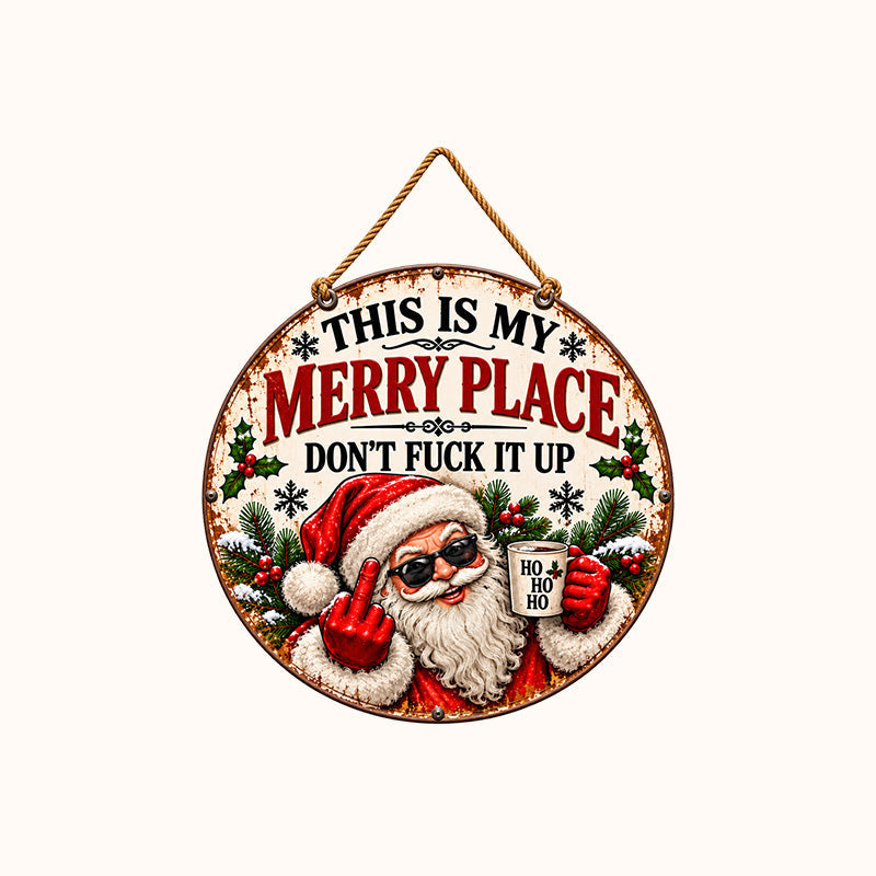 Funny Santa Vintage Hanging Sign