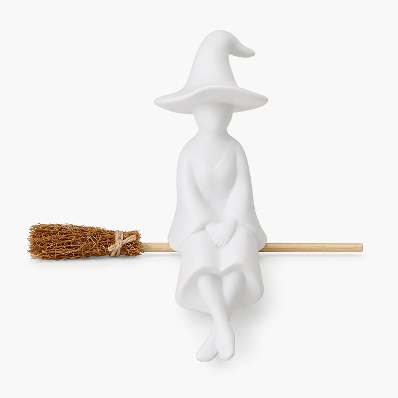Witch Figurine - Cozy Halloween Fireplace & Bookshelf Decor