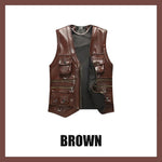 Load image into Gallery viewer, Men&#39;s Genuine Leather Multi-Pocket V-Neck Vest
