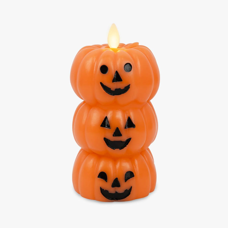 Spooky Stacked Pumpkin LED Candle Light - Early Halloween Decor & Gift