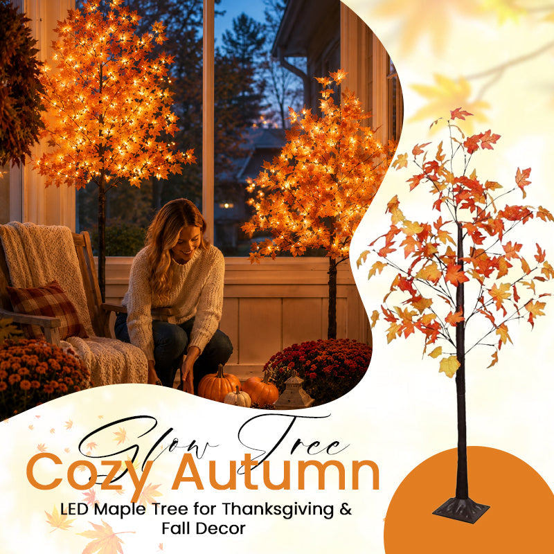 Cozy Autumn Glow Tree – LED Maple Tree for Thanksgiving & Fall Decor