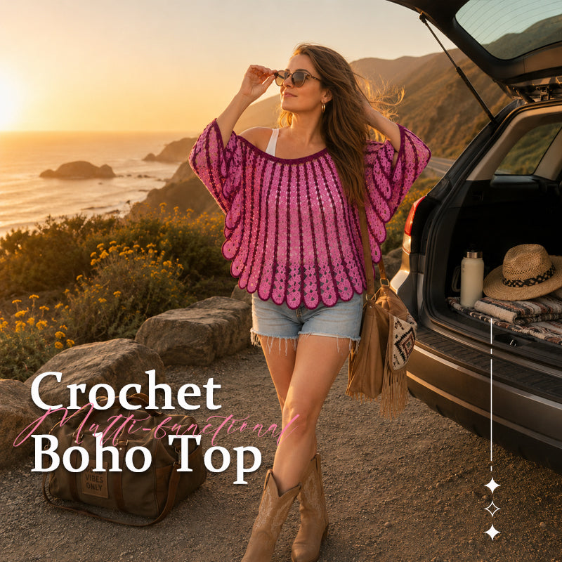 Multi-functional Crochet Boho Top - Versatile Knitted Blouse