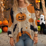 Load image into Gallery viewer, 🎃 Witchy Cozy Vibes – Halloween Pumpkin Knit Sweater
