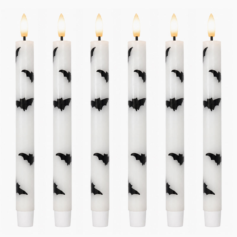 🎃 Spooky & Safe: Halloween Bat LED Taper Candles 🦇（Remote control）