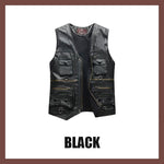 Load image into Gallery viewer, Men&#39;s Genuine Leather Multi-Pocket V-Neck Vest
