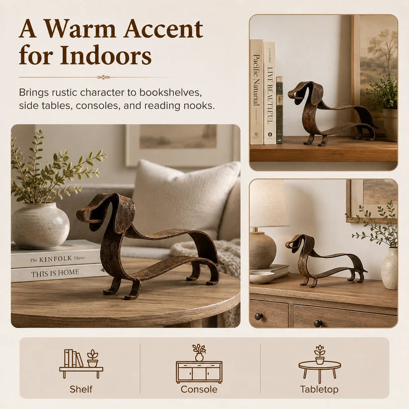 Rustic Dachshund Metal Sculpture