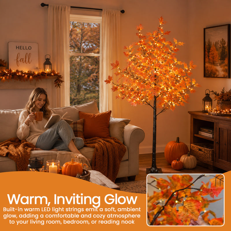 Cozy Autumn Glow Tree – LED Maple Tree for Thanksgiving & Fall Decor