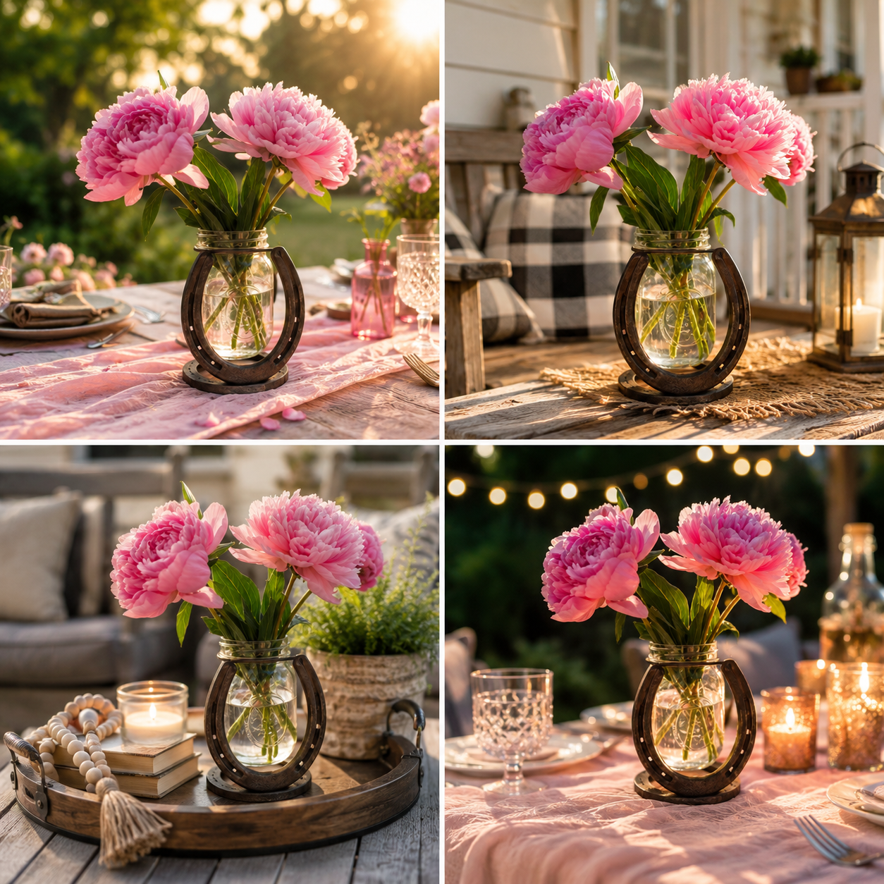 Rustic Horseshoe Flower Vase – Farmhouse Glass Bud Vase Decor