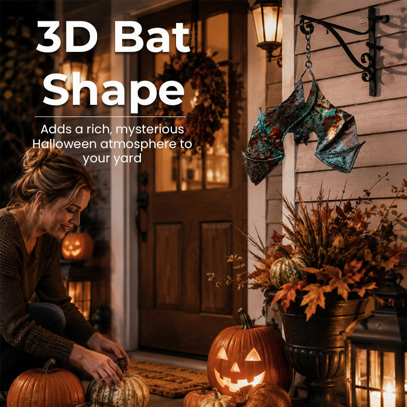 Metal Halloween Bat Hanging Decor – Gothic Outdoor Wind Spinner