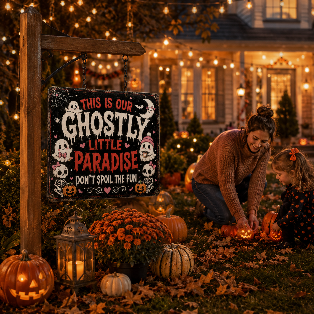 👻 Ghostly Little Paradise Halloween Metal Sign