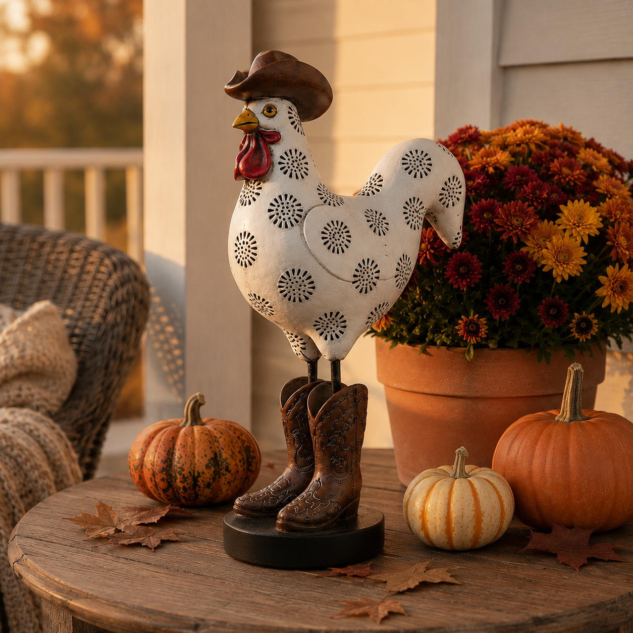 Vintage Cowboy Rooster Sculpture