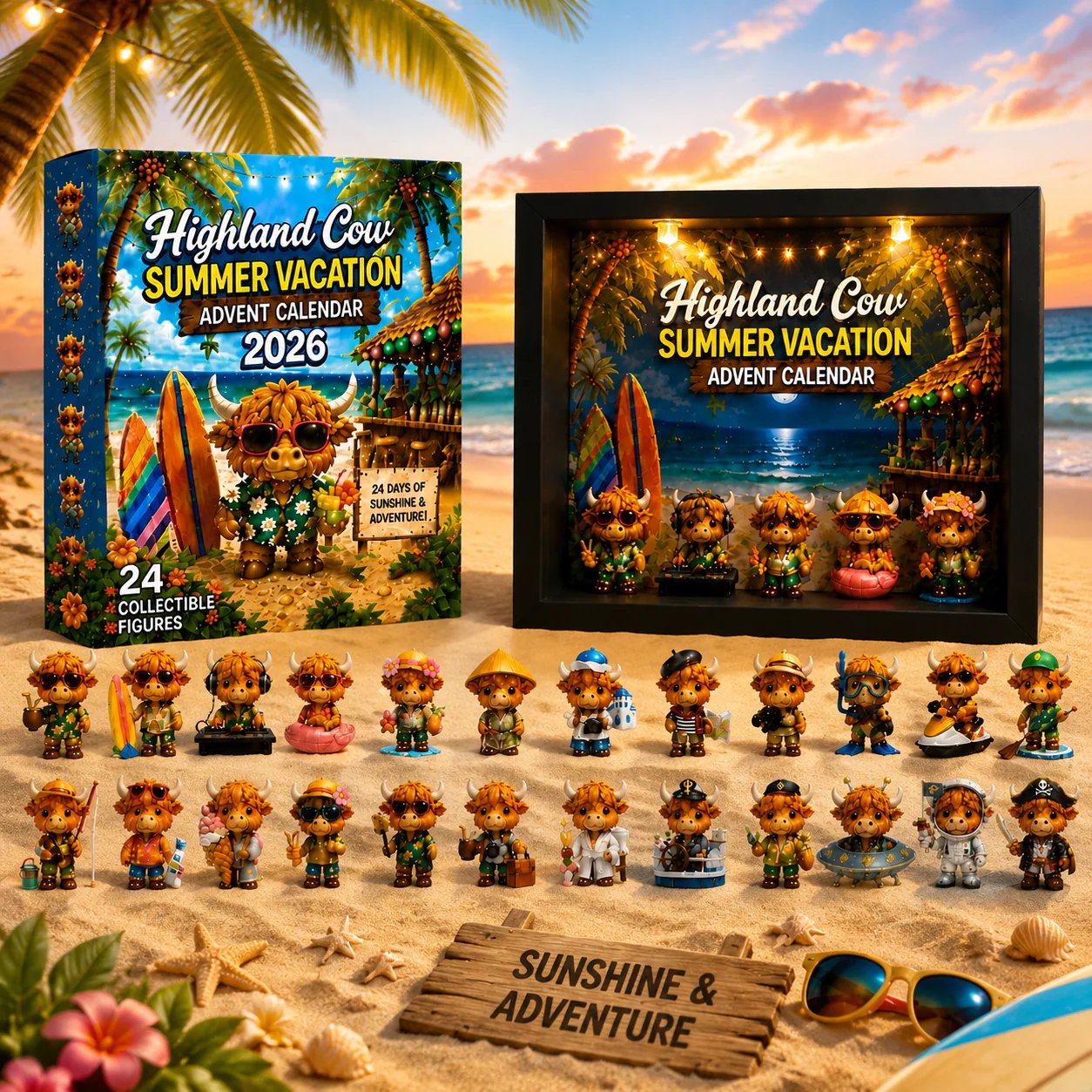 Highland Cow Summer Vacation Advent Calendar 2026🔥We solemnly guarantee that we only sell 3D styles.🔥