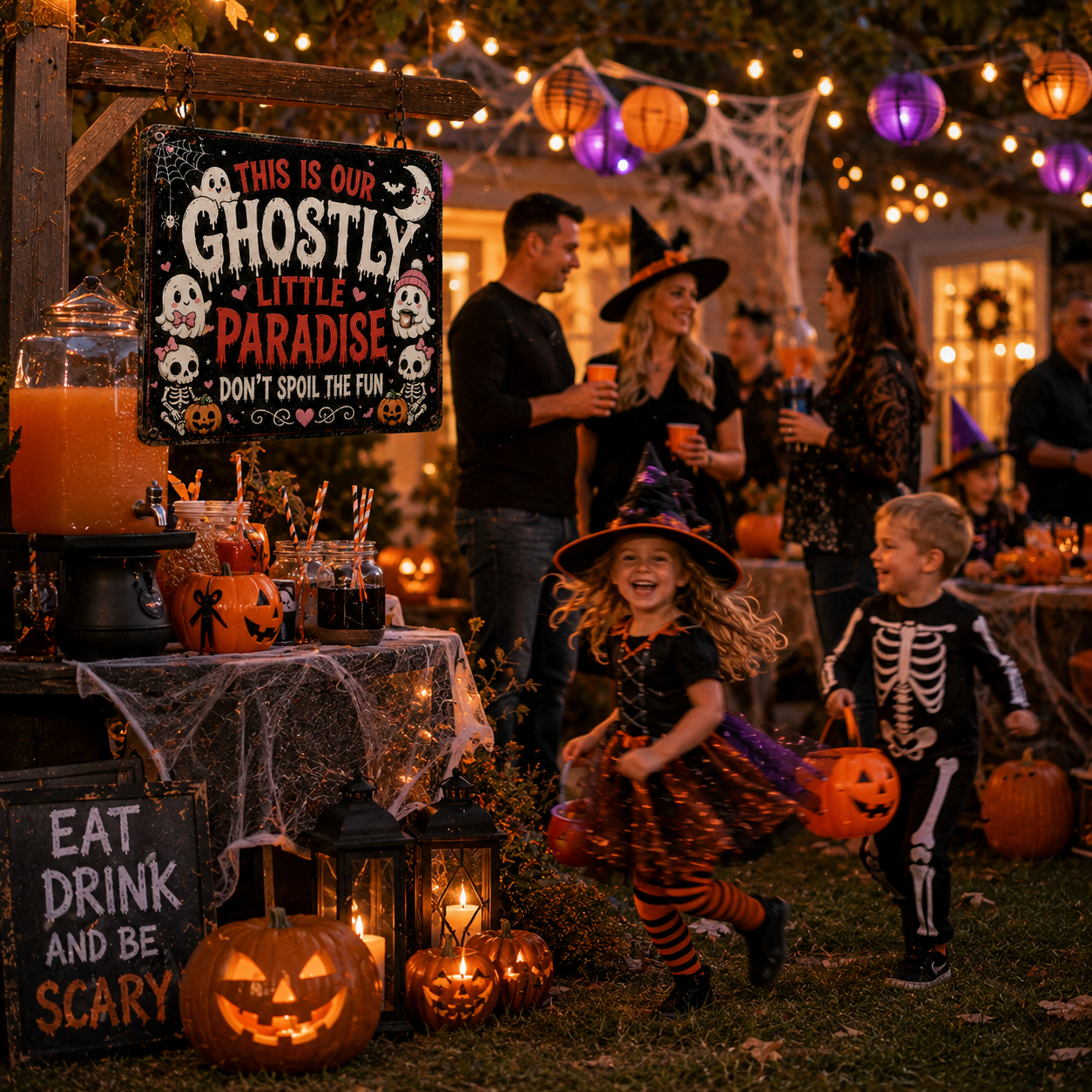 👻 Ghostly Little Paradise Halloween Metal Sign