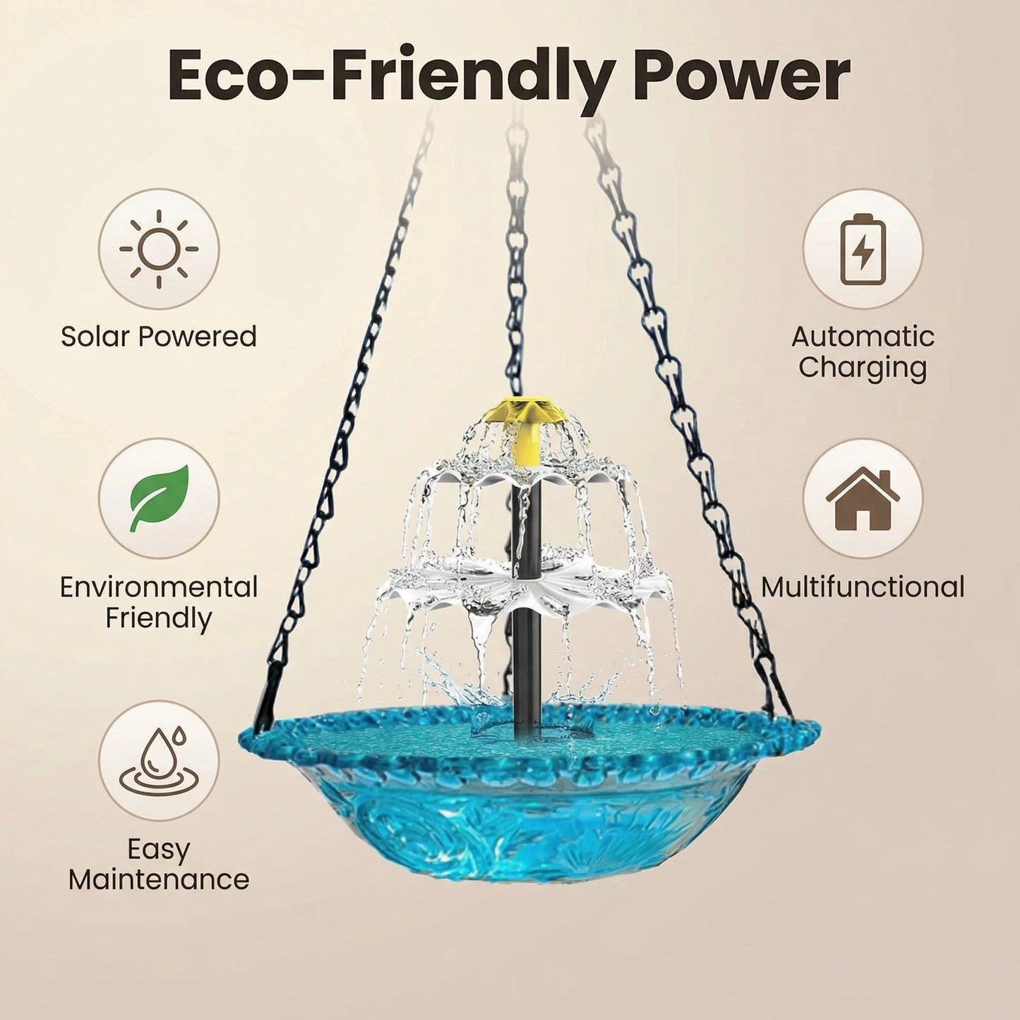 🔥🔥Spring Promotion 50% Off--Solar Cascade Hanging Bird Bath Fountain