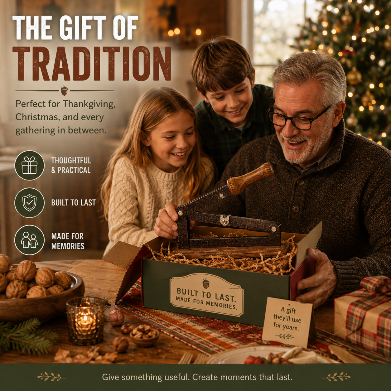 Heavy-Duty Walnut Cracker – Lever-Action Nutcracker for Pecans, Walnuts & Mixed Nuts