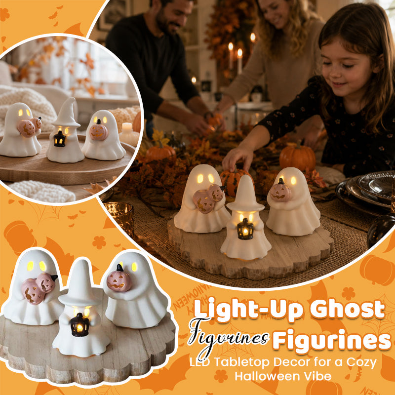 Luminous Ghost Ornament Set – Cozy Halloween LED Desktop Decor